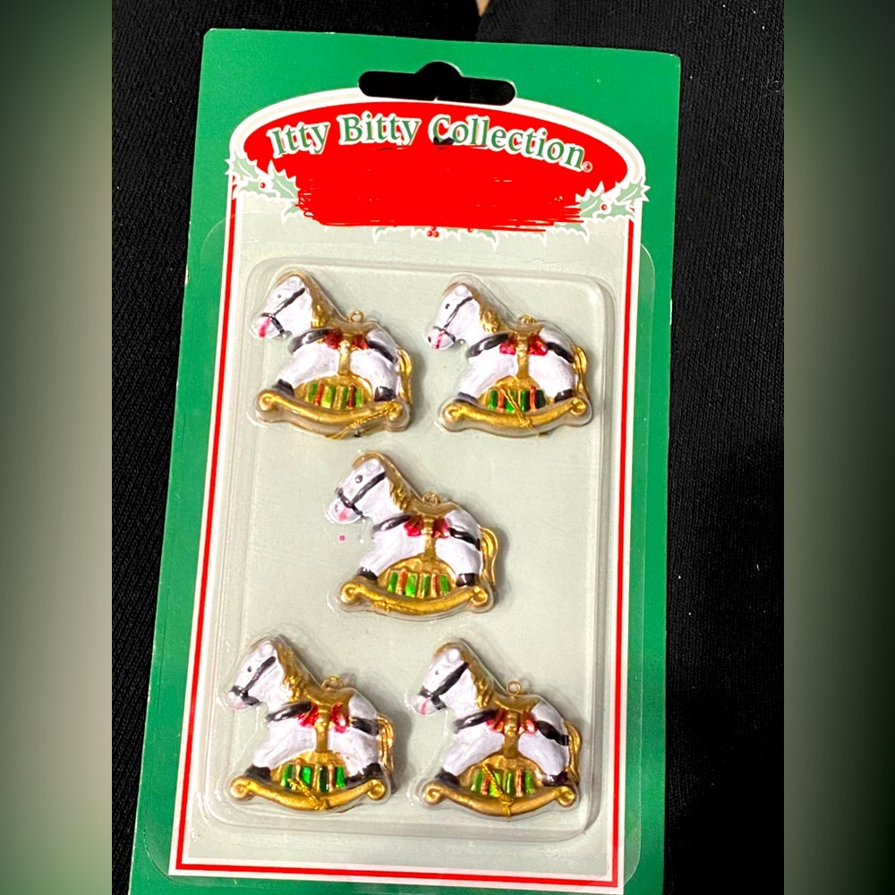 Vintage Itty Bitty Collection rocking horse mini ornament set in original box